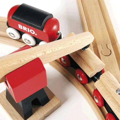 Unloading Freight on Wooden Train Set