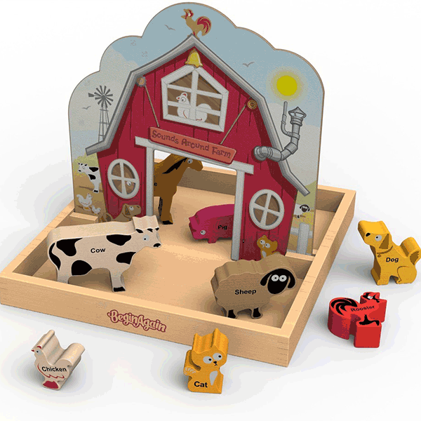 Wooden farm 2024 animals for toddlers