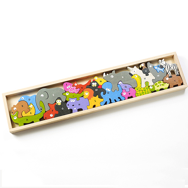 Wooden animal top alphabet puzzle