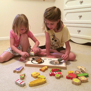 Playing with Wooden Food Play Set