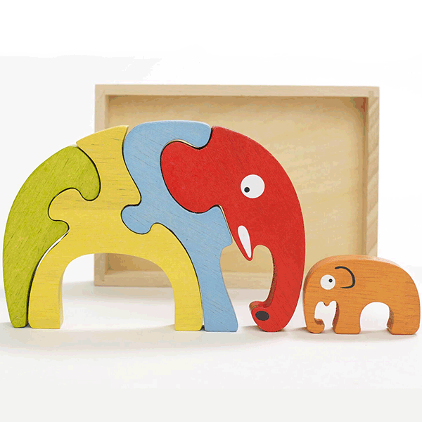 Wooden Toddler Puzzle Elephants