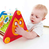 Toddler with Wooden Activity Busy Box Toy