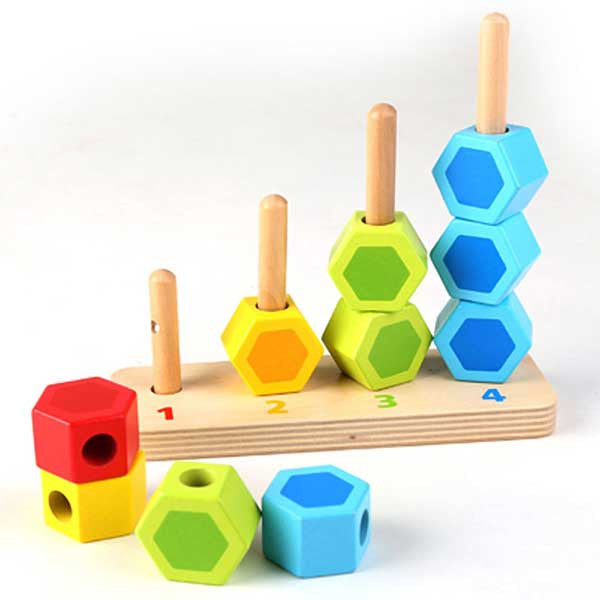 Colorful Hexagon Counting Stacking toy