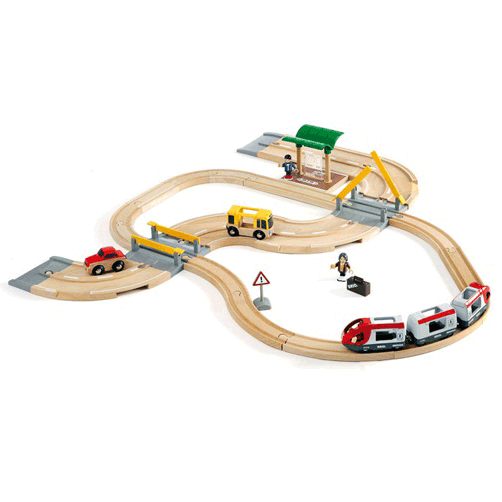 Wooden Train Set for Toddlers